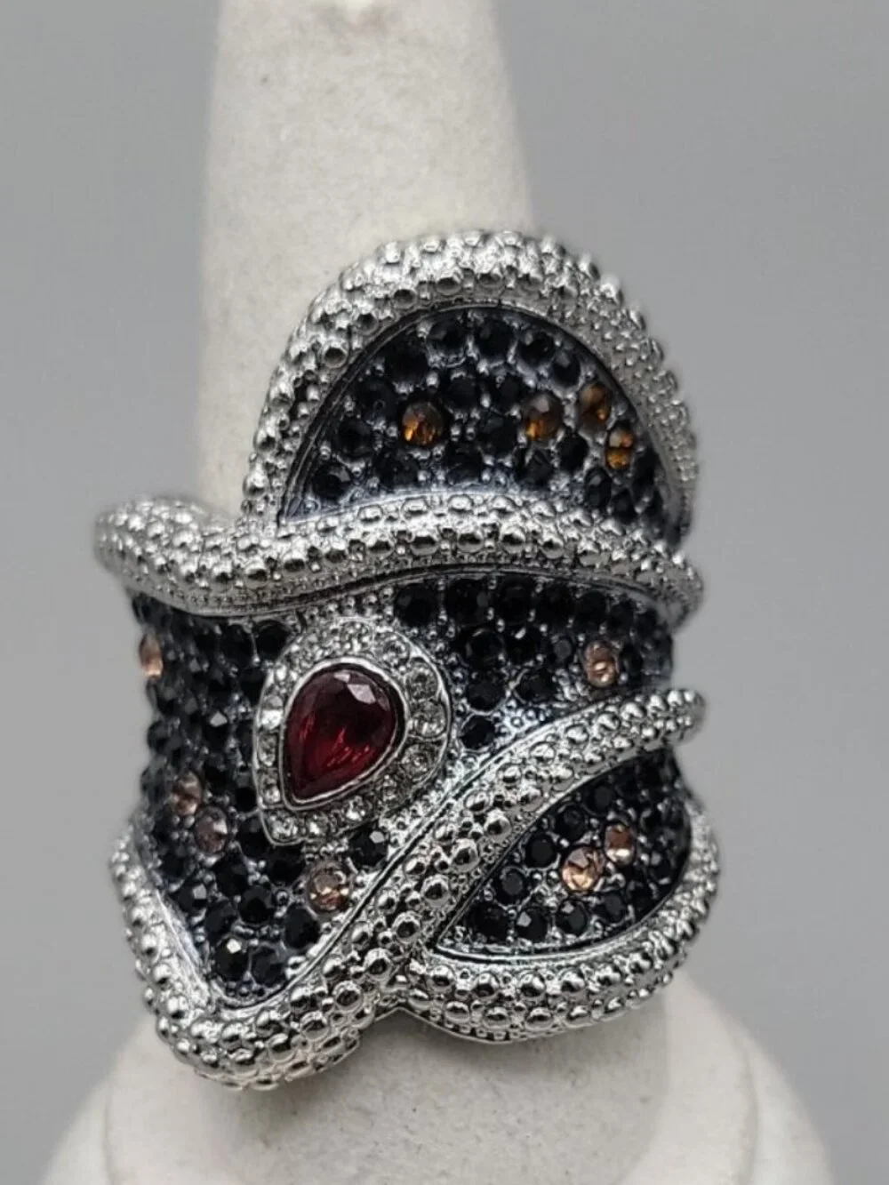 Vintage Twisted Geometric Ring / Elegant Water Drop Crystal CZ Ring Size 10